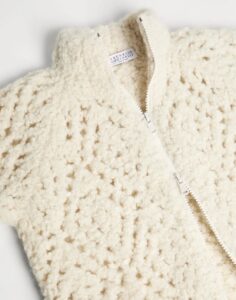 Brunello Cucinelli, Hand-made Argyle Mesh Cardigan – $2,150