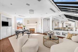 The second-floor living room